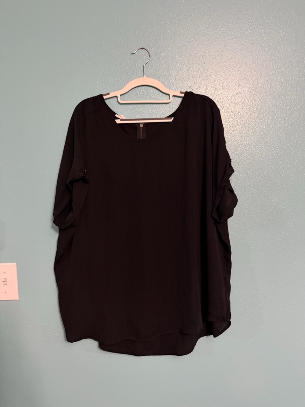 Maurices Black Roll-Tab Sleeve Blouse